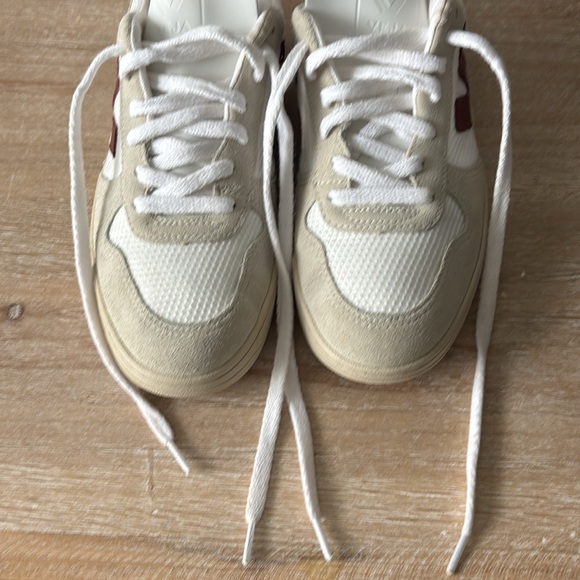 VEJA White Red and Cream Suede Sneakers - Picture 10 of 12
